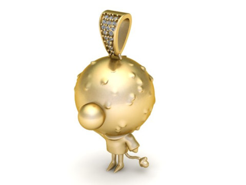 Cute Puffy Ball Character Pendant Diamond Bail 3D Printable Jewelry 3D Print Model