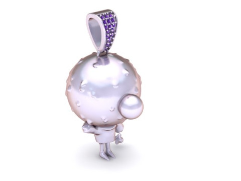 Cute Puffy Ball Character Pendant Diamond Bail 3D Printable Jewelry 3D Print Model