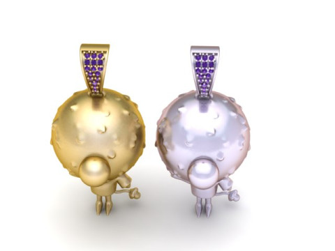 Cute Puffy Ball Character Pendant Diamond Bail 3D Printable Jewelry 3D Print Model