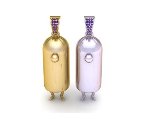 Ciondolo Capsule Buddy Set Minimal Chibi Character Jewelry 3D stampabile STL Modello di stampa 3D