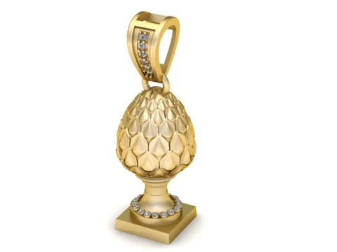 Royal Pinecone Egg Pendant Luxury Diamond Base Jewelry STL 3D Print Model