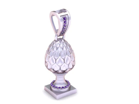 Royal Pinecone Egg Pendant Luxury Diamond Base Jewelry STL 3D Print Model
