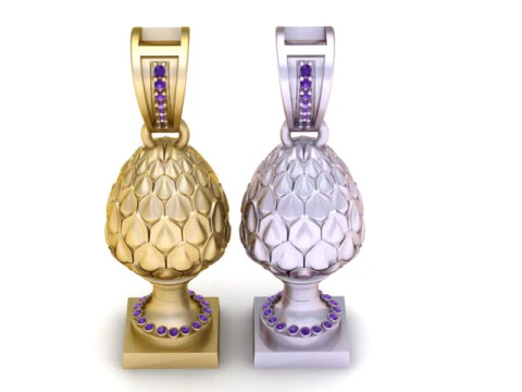 Royal Pinecone Egg Pendant Luxury Diamond Base Jewelry STL 3D Print Model