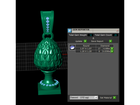 皇家松果蛋吊坠奢华钻石底座首饰 STL 3D 打印模型