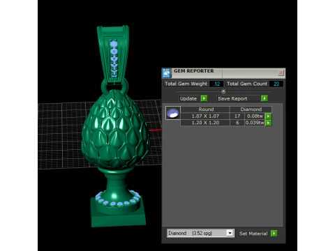 Royal Pinecone Egg Pendant Luxury Diamond Base Jewelry STL 3D Print Model