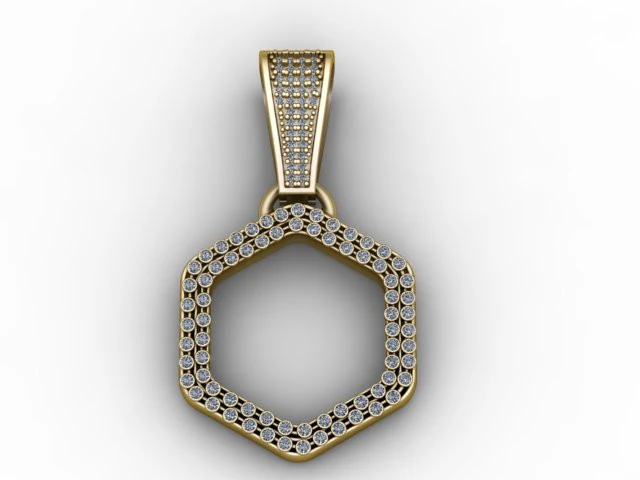 Hexa Halo Pendant Diamond-Stone Open Hexagon Jewelry STL 3D Print Model .c4d .max .obj .3ds .fbx .stl .blend 