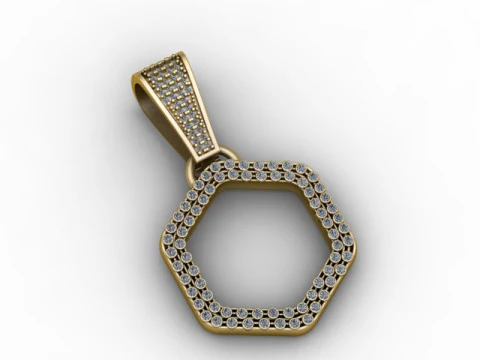 Hexa Halo Pendant Diamond-Stone Open Hexagon Jewelry STL 3D Print Model