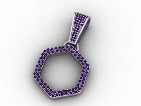 Hexa Halo Pendant Diamond-Stone Open Hexagon Jewelry STL 3D Print Model