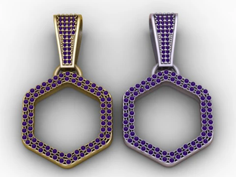 Hexa Halo Pendant Diamond-Stone Open Hexagon Jewelry STL 3D Print Model