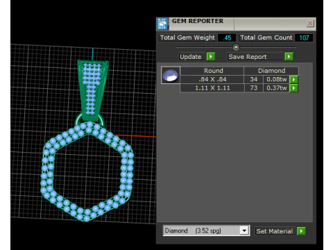 Hexa Halo Pendant Diamond-Stone Open Hexagon Jewelry STL 3D Print Model