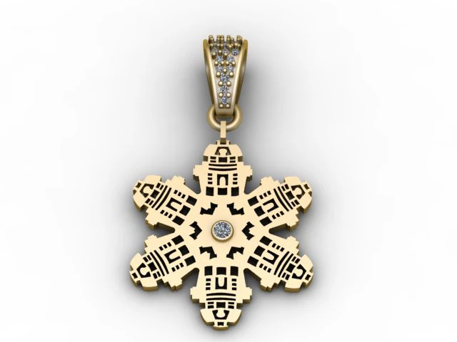 Pixel Snowflake Pendant Geometric Winter Star Jewelry STL 3D Print Model .c4d .max .obj .3ds .fbx .stl .blend 