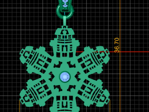 Pixel Snowflake Pendant Geometric Winter Star Jewelry STL 3D Print Model