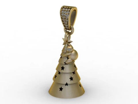 Starry Christmas Tree Monkey Pendant Festive Character Jewelry STL 3D Print Model