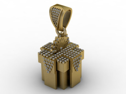 Voxel Gift Box Pendant Pixel Diamond Present Jewelry STL 3D Print Model