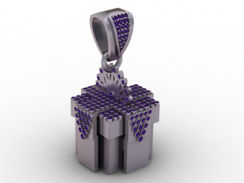 Voxel Gift Box Pendant Pixel Diamond Present Jewelry STL 3D Print Model