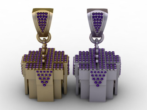 Voxel Gift Box Pendant Pixel Diamond Present Jewelry STL 3D Print Model