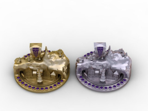 Winter Wonderland Village Pendant Luxury Christmas Landscape Jewelry STL 3D Print Model