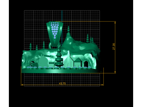 Winter Wonderland Village Pendant Luxury Christmas Landscape Jewelry STL 3D Print Model