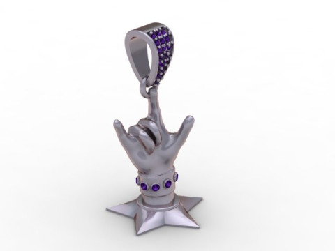 Rockstar Hand Pendant Diamond Punk Gesture Jewelry STL 3D Print Model