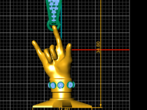 Rockstar Hand Pendant Diamond Punk Gesture Jewelry STL 3D Print Model