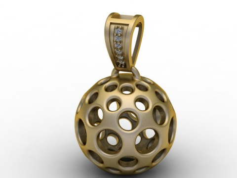 GeoSphere Orb Kolye İçi Boş Çok Delikli Lüks Takı STL 3D Baskı Modeli