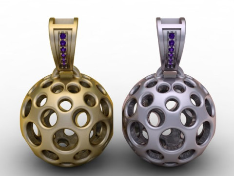 GeoSphere Orb Kolye İçi Boş Çok Delikli Lüks Takı STL 3D Baskı Modeli
