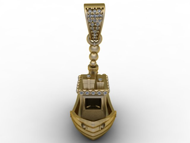 Golden Gondola Boat Pendant Luxury Nautical Jewelry STL 3D Print Model .c4d .max .obj .3ds .fbx .stl .blend 