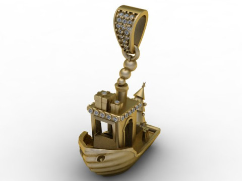 Golden Gondola Boat Pendant Luxury Nautical Jewelry STL 3D Print Model