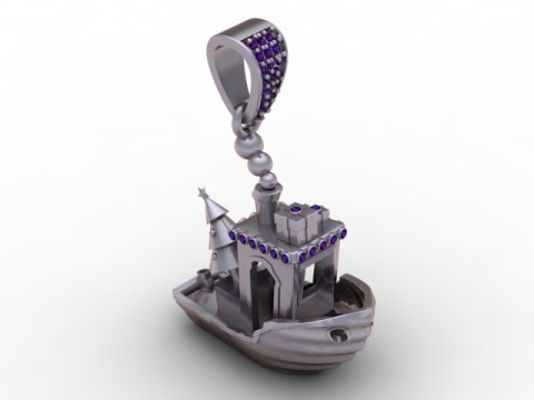 Golden Gondola Boat Pendant Luxury Nautical Jewelry STL 3D Print Model