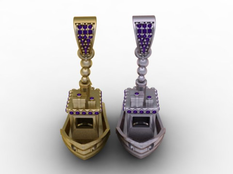 Golden Gondola Boat Pendant Luxury Nautical Jewelry STL 3D Print Model