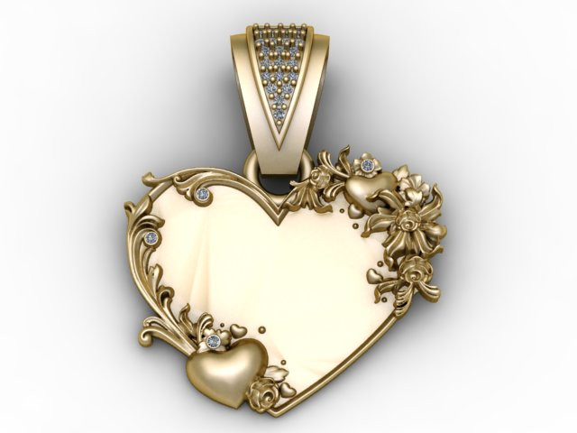 Eternal Bloom Heart Pendant Floral Luxury Romance Jewelry STL 3D Print Model .c4d .max .obj .3ds .fbx .stl .blend 