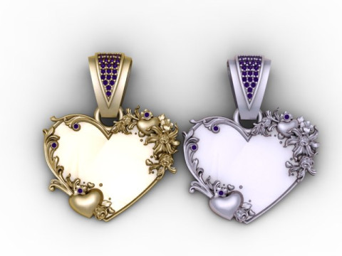 Eternal Bloom Heart Pendant Floral Luxury Romance Jewelry STL 3D Print Model
