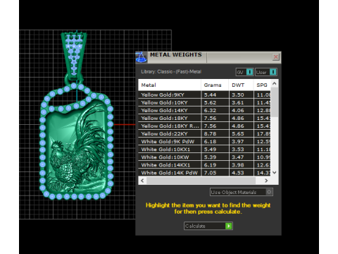 Imperial Rooster Tag Pendant Diamond Framed Engraved Jewelry STL 3D Print Model