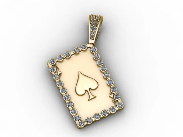 Ace of Spades Pendant Diamond Border Luxury Card Jewelry STL 3D Print Model .c4d .max .obj .3ds .fbx .stl .blend 