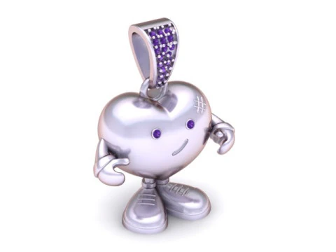 Golden Heart Buddy Pendant Cute Character Jewelry 3D Print Model