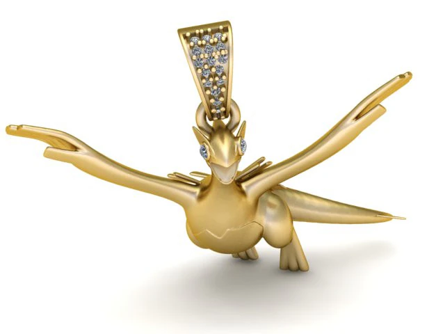 Golden Sky Dragon Pendant Flying Fantasy Creature 3D Jewelry Model STL-OBJ 3D Print Model .c4d .max .obj .3ds .fbx .stl .blend