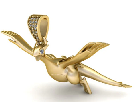 Golden Sky Dragon Pendant Flying Fantasy Creature 3D Jewelry Model STL-OBJ 3D Print Model