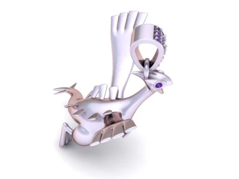 Golden Sky Dragon Pendant Flying Fantasy Creature 3D Jewelry Model STL-OBJ 3D Print Model