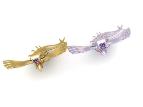 Golden Sky Dragon Pendant Flying Fantasy Creature 3D Jewelry Model STL-OBJ 3D Print Model