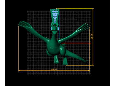 Golden Sky Dragon Pendant Flying Fantasy Creature 3D Jewelry Model STL-OBJ 3D Print Model