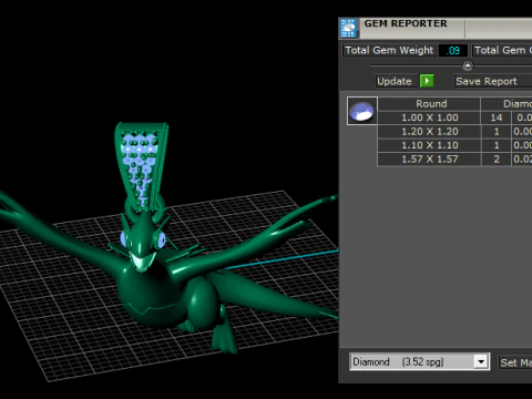 Golden Sky Dragon Pendant Flying Fantasy Creature 3D Jewelry Model STL-OBJ 3D Print Model
