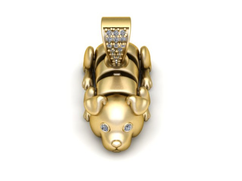 Gouden puppy hanger schattige hond karakter sieraden 3D printmodel