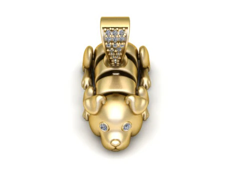 गोल्डन पपी पेंडेंट प्यारा कुत्ता चरित्र आभूषण 3D प्रिंट मॉडल