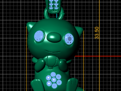 金色卡哇伊小猫吊坠可爱人物首饰 3D 打印模型