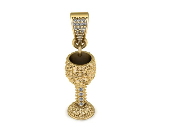 Golden Royal Goblet Pendant Luxury Cup Jewelry 3D Print Model .c4d .max .obj .3ds .fbx .stl .blend 