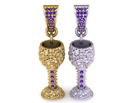 Golden Royal Goblet Pendant Luxury Cup Jewelry 3D Print Model