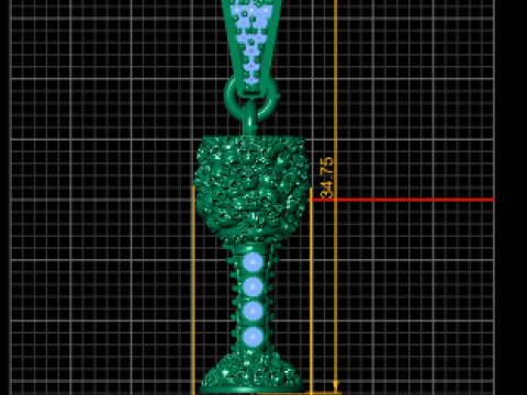 Golden Royal Goblet Pendant Luxury Cup Jewelry 3D Print Model