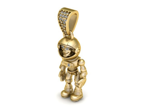 Gouden AstroBot hanger Space Explorer karakter sieraden 3D printmodel