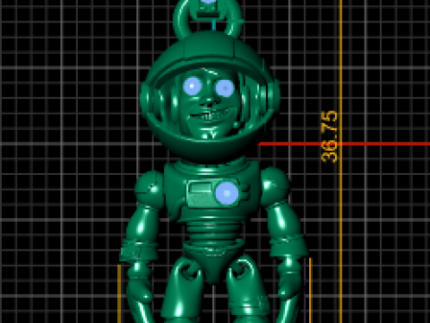 Gouden AstroBot hanger Space Explorer karakter sieraden 3D printmodel