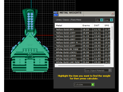 金色舒适小屋吊坠奢华家居珠宝 3D 打印模型